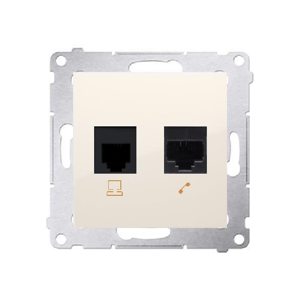 SIMON 54 gniazdo komputerowe RJ45 5e + telefoniczne RJ12 (moduł) kremowy