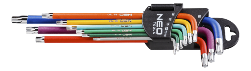 Klucze Torx T10-50, zestaw 9 szt., kolorowe (09-518)