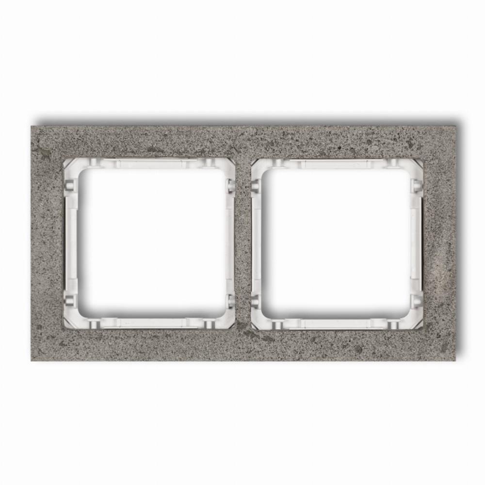 ramka podwójna uniwersalna - beton (ramka: ciemnoszary; spód: biały)