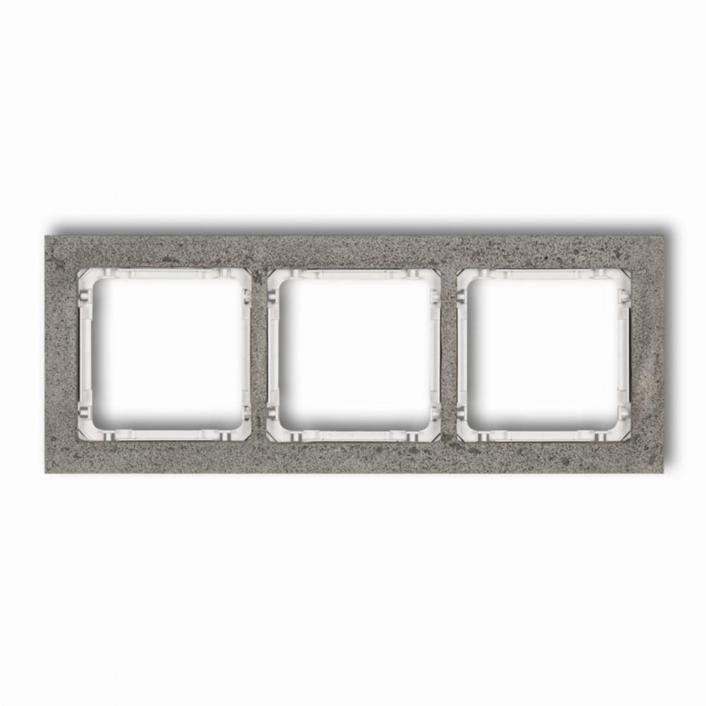 ramka potrójna uniwersalna - beton (ramka: ciemnoszary; spód: biały)