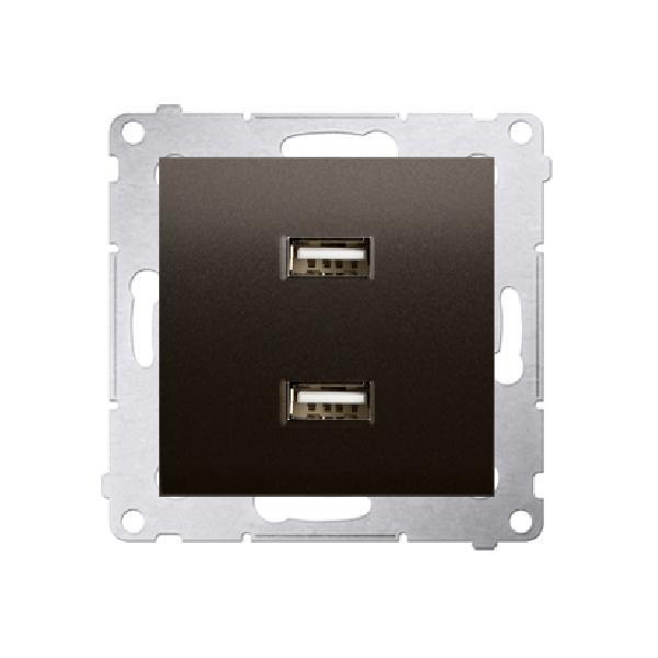 SIMON 54 ładowarka 2xUSB 2,1A, 5V DC, 230V (moduł) brązowy mat