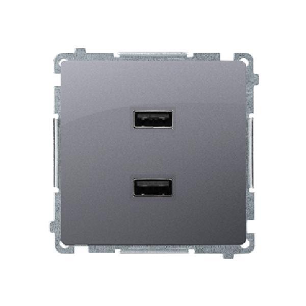 SIMON BASIC ładowarka 2xUSB 2,1A 5V DC 230V (moduł) srebrny mat