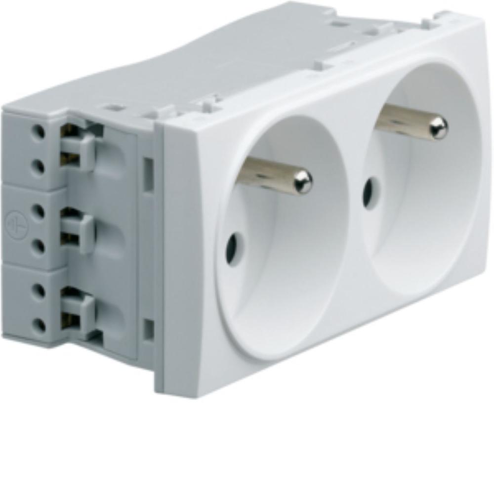 gniazdo przelotowe z/u 2x(2P+Z) 16A/250V samozaciski 4M biały