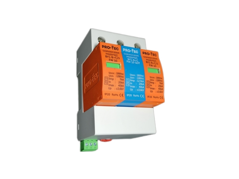 ogranicznik przepięć warystorowo-iskiernikowy do instalacji fotowoltaicznych typu 1+2 - BY1-B+C/3 FW 10 GDT
