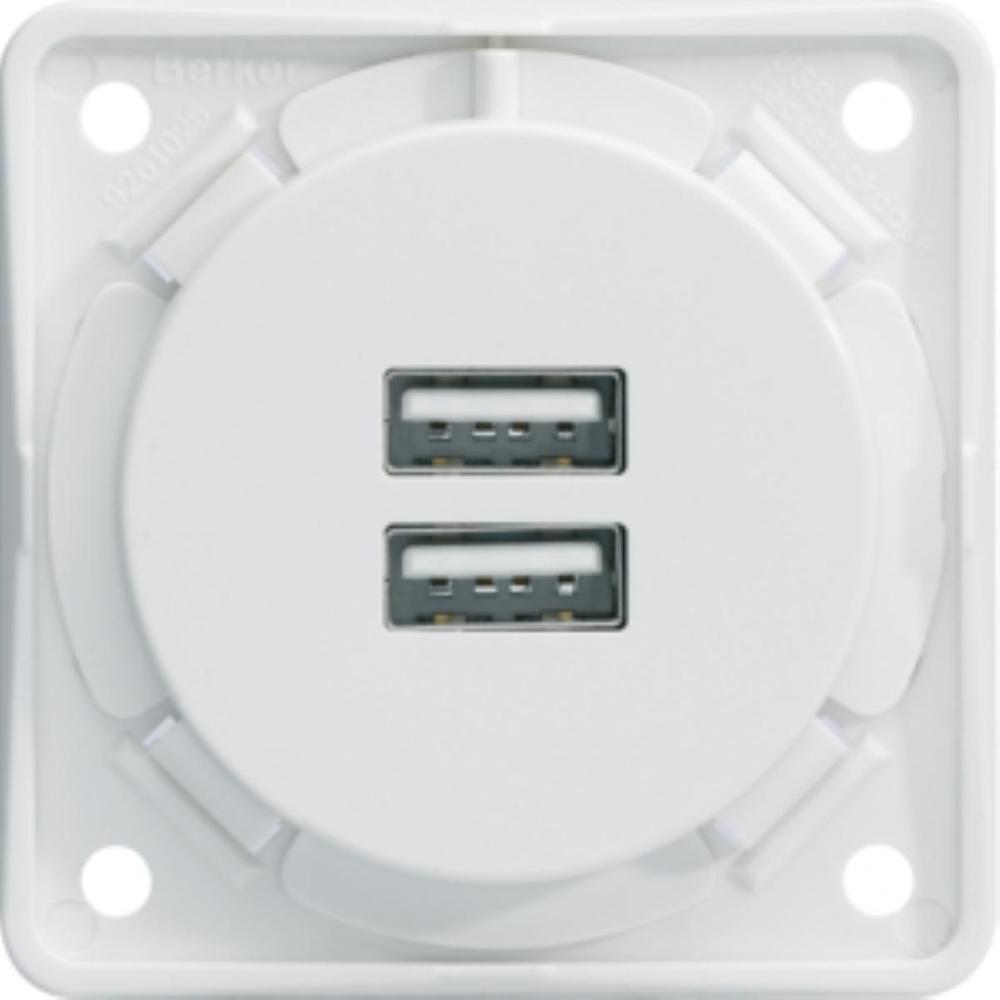 gniazdo USB ładowania podwójneIntegro , 230V, 3A; biały, mat