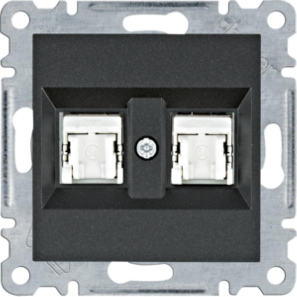 gniazdo komputerowe podwójne Lumina RJ45 kat.5e FTP, czarny