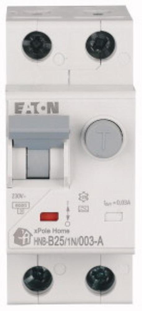 HNB-B25/1N/003-A Wyłącznik kombinowany 6kA, In=25A, I?N=0,03A, char. B, typ A, 1+N bieg. Seria HNB