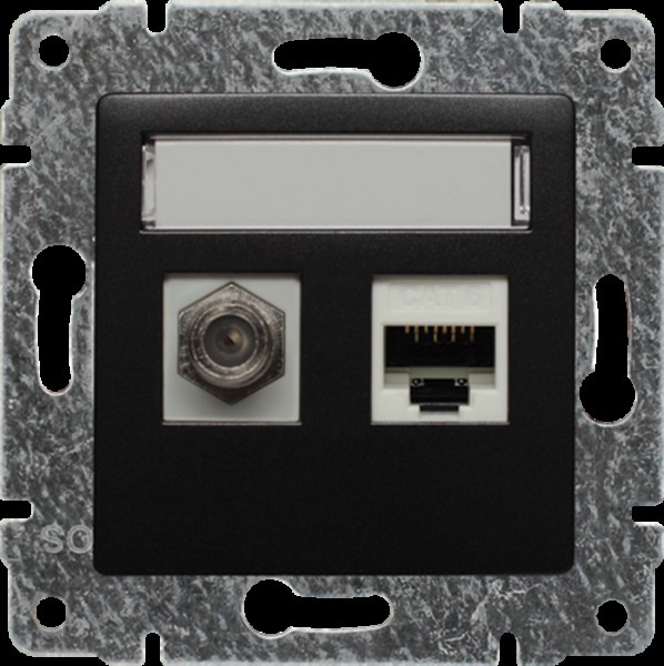 gniazdo VENA TV typu F + RJ45 kat. 5e antracyt