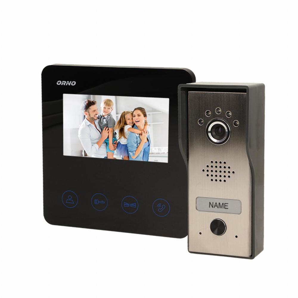 DUX, zestaw wideodomofonowy jednorodzinny, 4-żyłowy, kolor, LCD 4,3", czarny