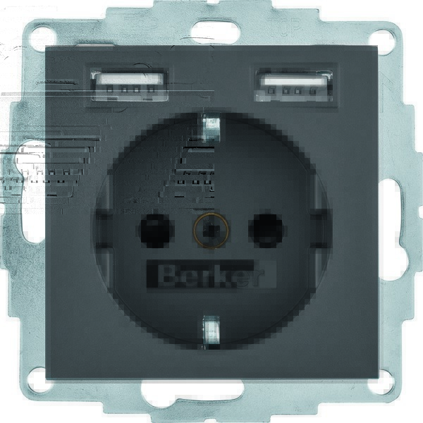gniazdo SCHUKO B.x z gniazdem ładowania USB 2,4 A; samozaciski; antracyt mat