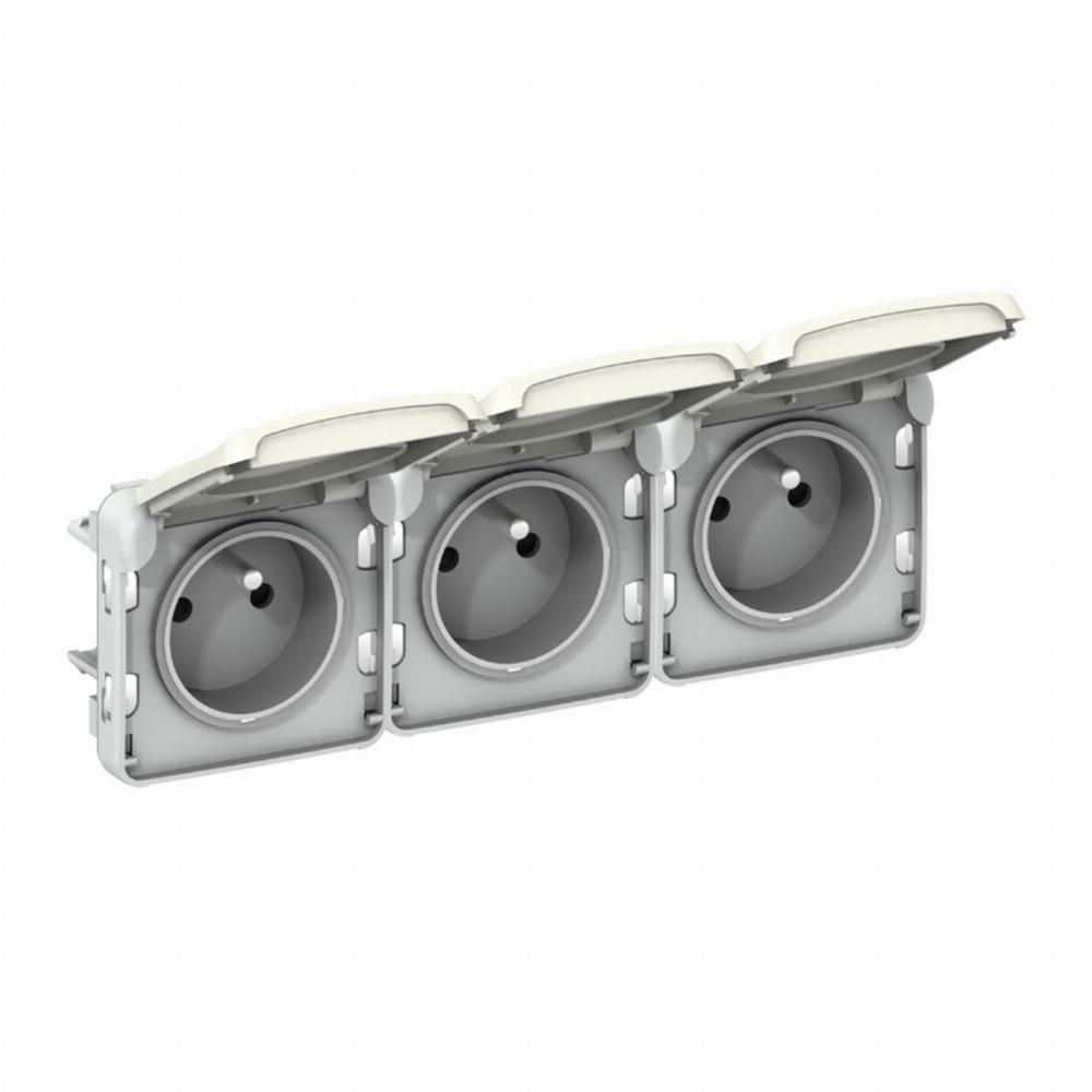 gniazdo PLEXO55 poptrójne poziome 3X2P+Z biały/ ecru 16A-250V~