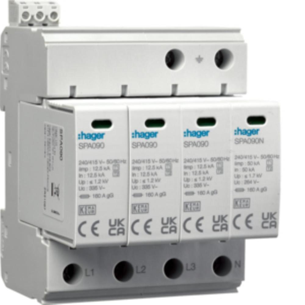 SPD Ogranicznik przepięć T1+T2 MOV 4P sieć TN-S/TT Iimp=50 kA In=50kA Up?1,2kV styk