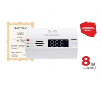 czujnik CZADU "EURA" CD-80B8 - bateryjny, DC 3V, LCD;  zgodny z nową normą PN 50291-1:2018