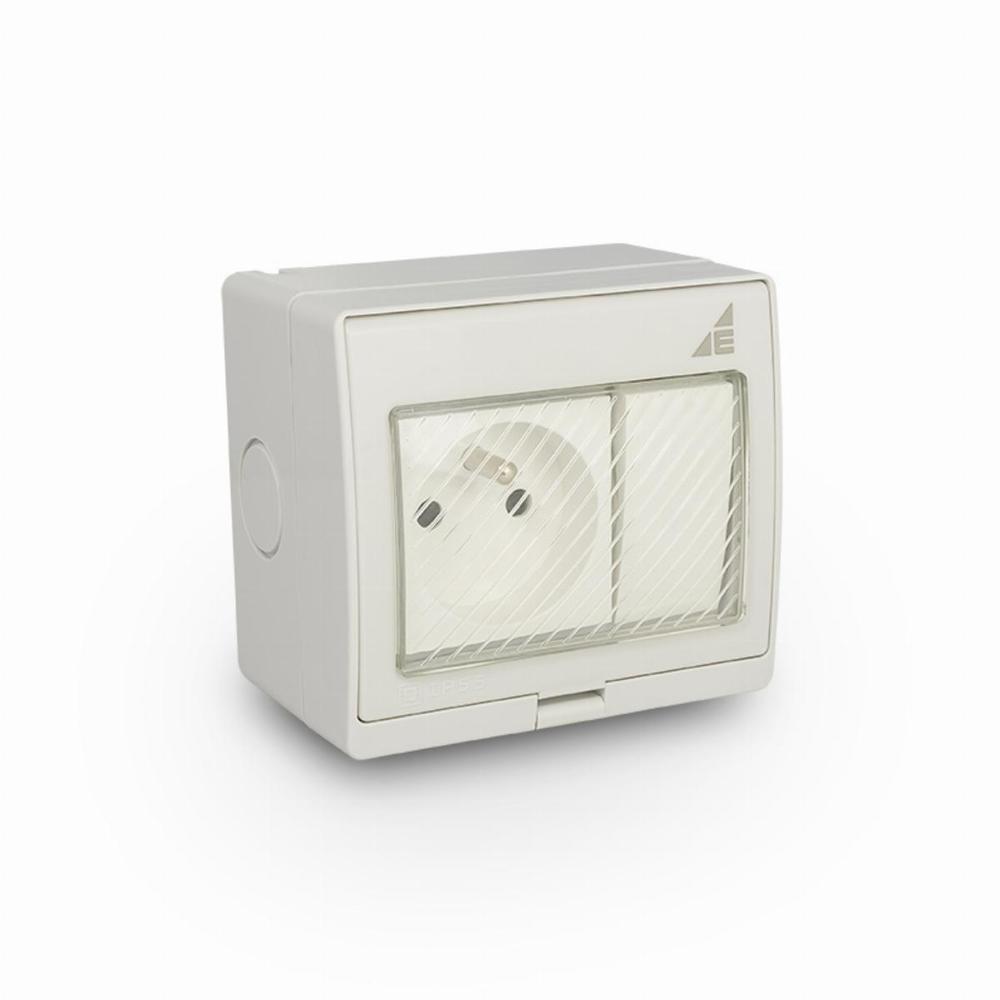 gniazdo pojedyncze + Łącznik pojedynczy natynkowy GPWPN IP55 "AQUA55"
