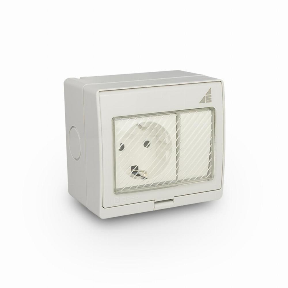 gniazdo pojedyncze Schuko + Łącznik pojedynczy natynkowy GPSWPN IP55 "AQUA55"
