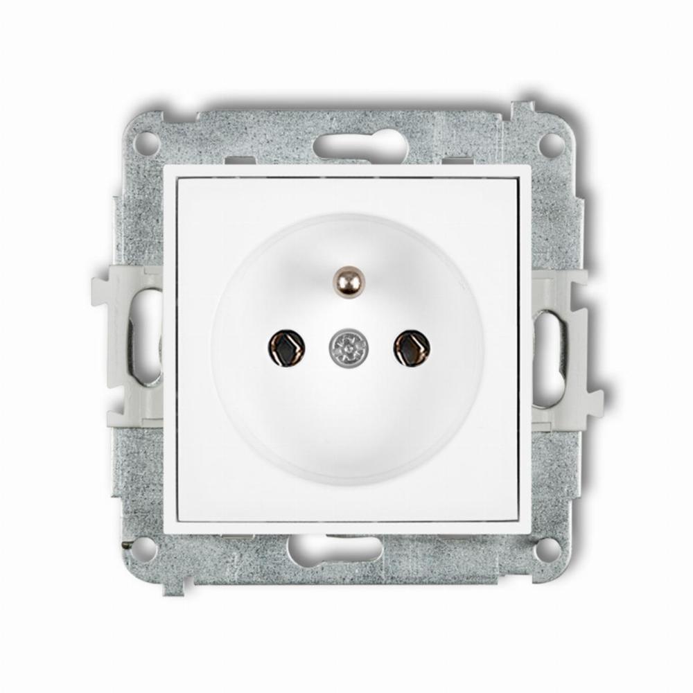 mechanizm gniazda MINI pojedynczego z uziemieniem 2P+Z (bez przesłon torów prądowych) biały