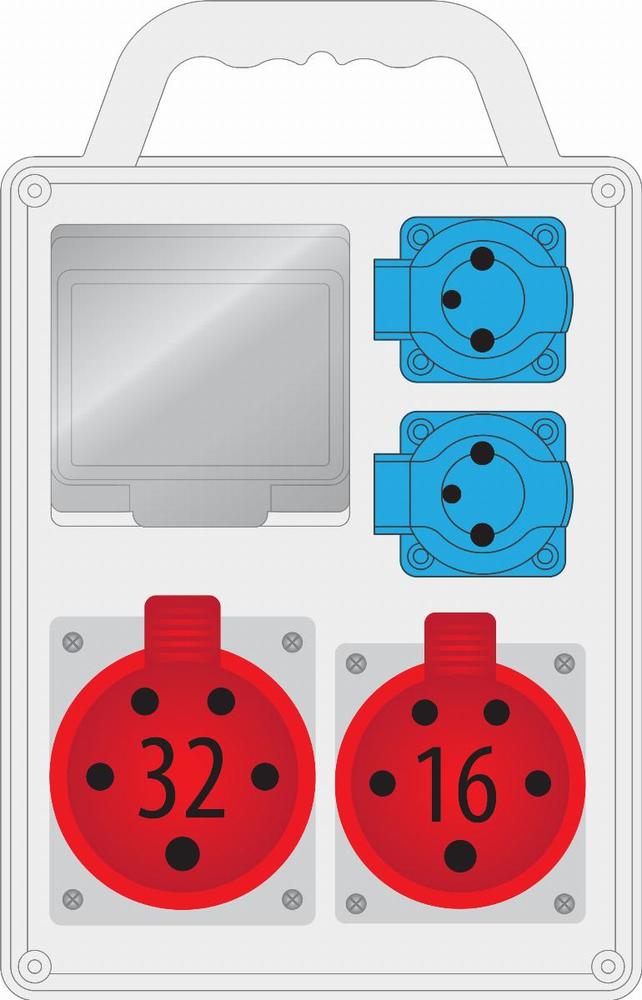 rozdzielnica R-BOX SLIM 4S/ 1x16/5, 1x32/5, 2x230V zabezp. 1xM.02-4/40/0,03 IP 44