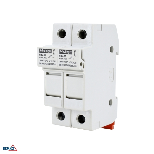 podstawa bezpiecznikowa  2-płowa do wkładek10x38 1000V DC MAX. 32A