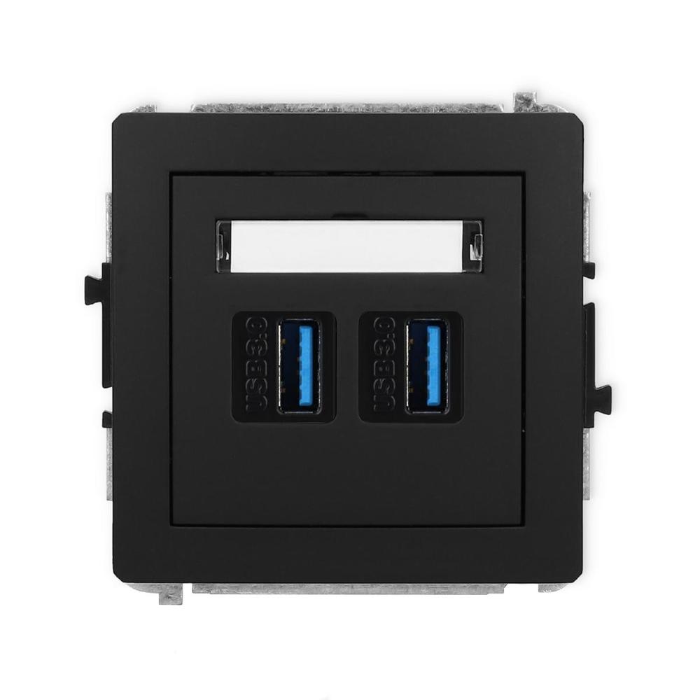 gniazdo podwójne DECO  2xUSB-AA 3.0 czarny mat