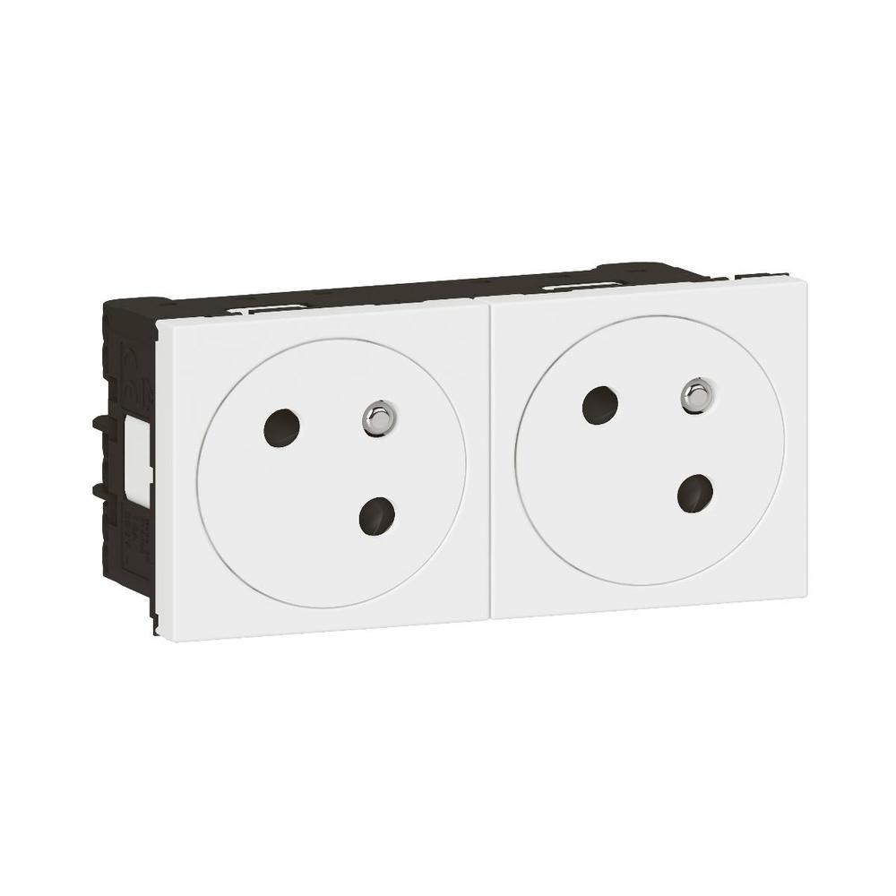 gniazdo MOSAIC 2X2P+Z PODŁĄCZ PRZEZ ZACISKI AUTOMATYCZNE-4 MODUŁY BIAŁE 16A-250V~, Legrand