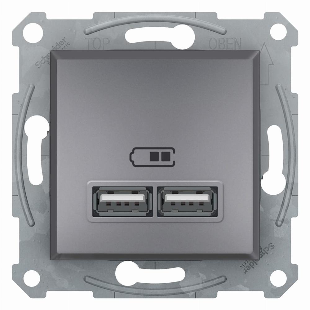 gniazdo Asfora,  ładowarki USB 2.1A, bez ramki, stal