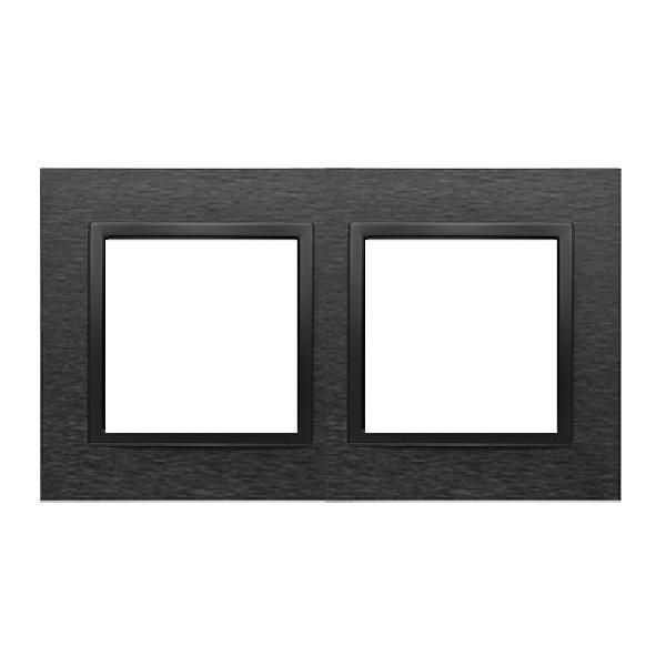 SIMON 54 NATURE ramka 2-kr. metal inox dark
