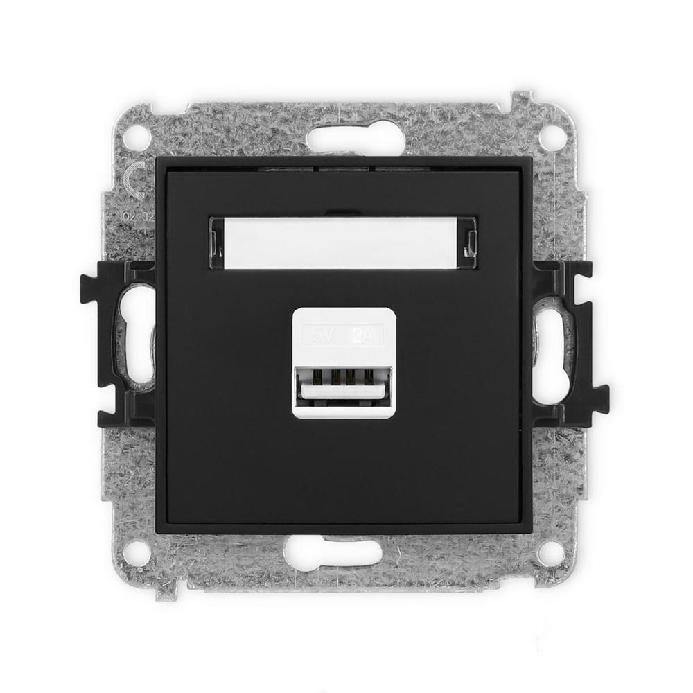 MINI Mechanizm ładowarki USB pojedynczej, 5V, 2A czarny mat