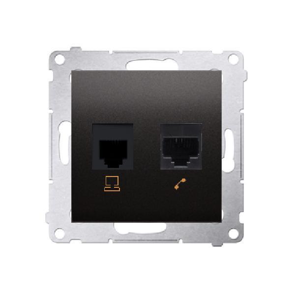 SIMON 54 gniazdo komputerowe RJ45 kat.5e + telefoniczne RJ12 (moduł) antracyt