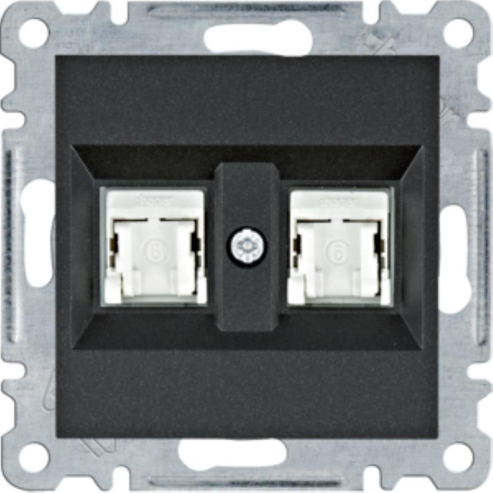 gniazdo komputerowe Lumina podwójne RJ45 kat.6 UTP, czarny
