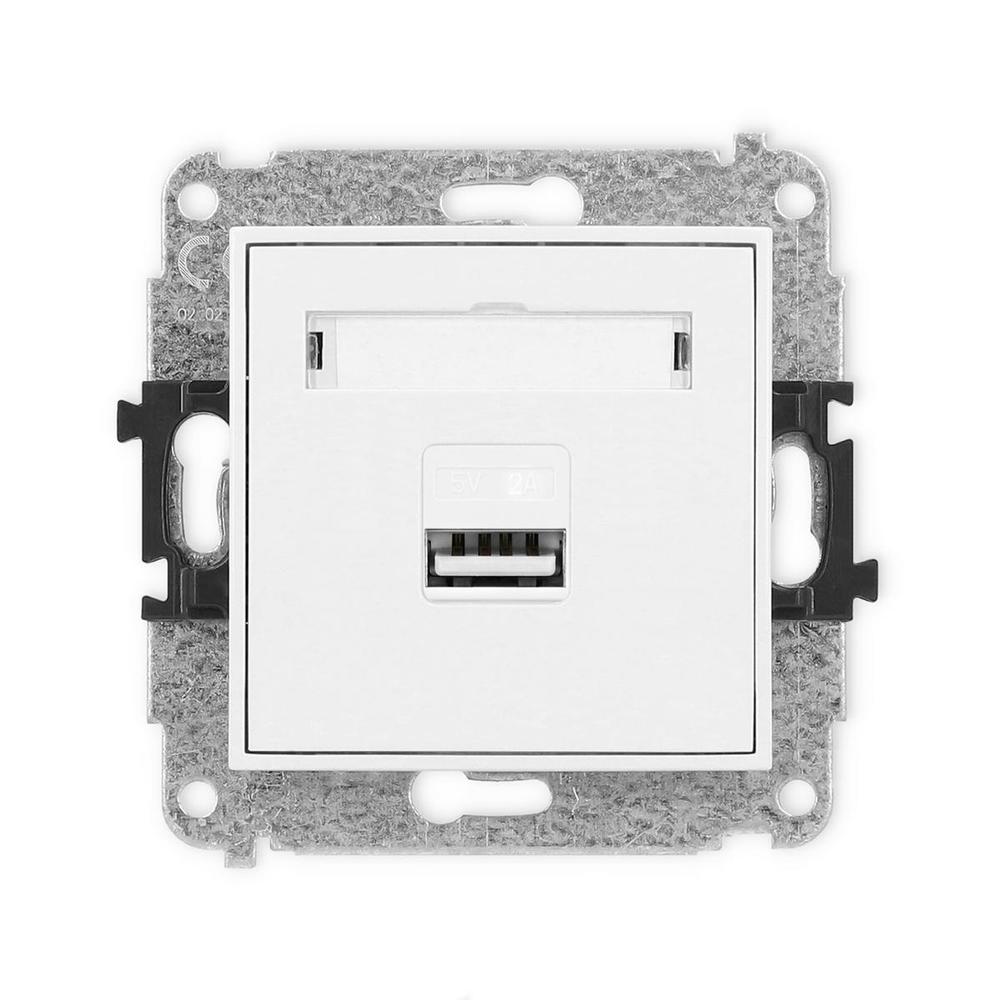 MINI Mechanizm ładowarki USB pojedynczej, 5V, 2A biały