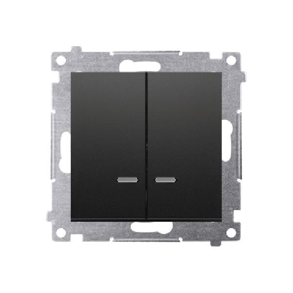 SIMON 54 wyącznik świecznikowy z podświetleniem LED zaciski śrubowe 16A 250V (moduł) do wersji IP44 posiada wkładkę DU1W czarny mat