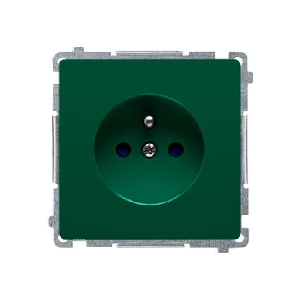 SIMON BASIC WMUW-00111x-Z021 Gniazdo wtyczkowe z uziemieniem (moduł), z przesłonami torów prądowych, 16A, 250V~, zaciski śrubowe; zielony
