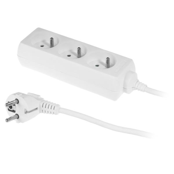 przedłużacz 3kr. gn. 5m ECO 3X2p+Z 10A biały PS-370/5,0 E