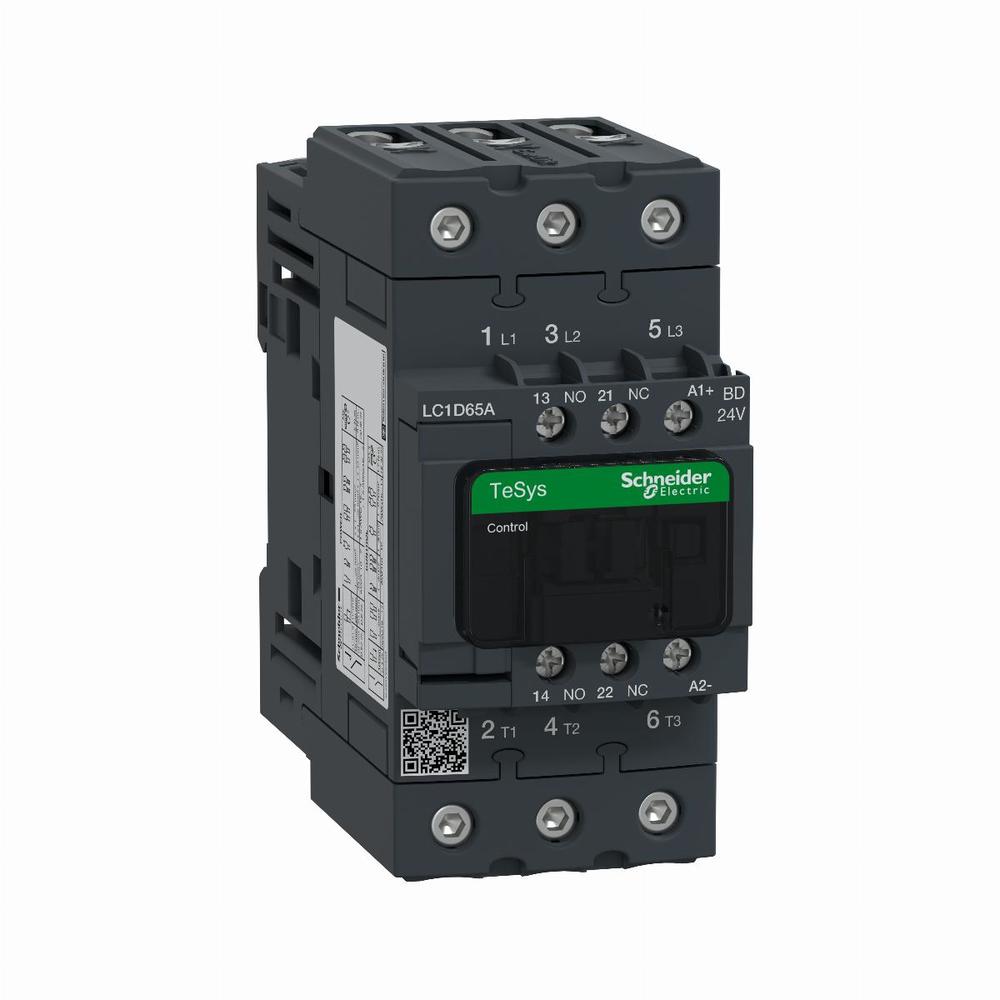 Stycznik mocy LC1D65ABD TeSys D 65A 30kW 3P 1NO 1NC cewka 24VDC zaciski EVK skrzynkowe