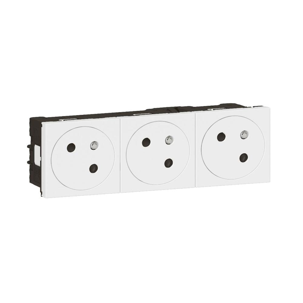 gniazdo MOSAIC 3X2P+Z podłączenie przez  zac. automatyczne -6 modułów białe 16A-250V~,