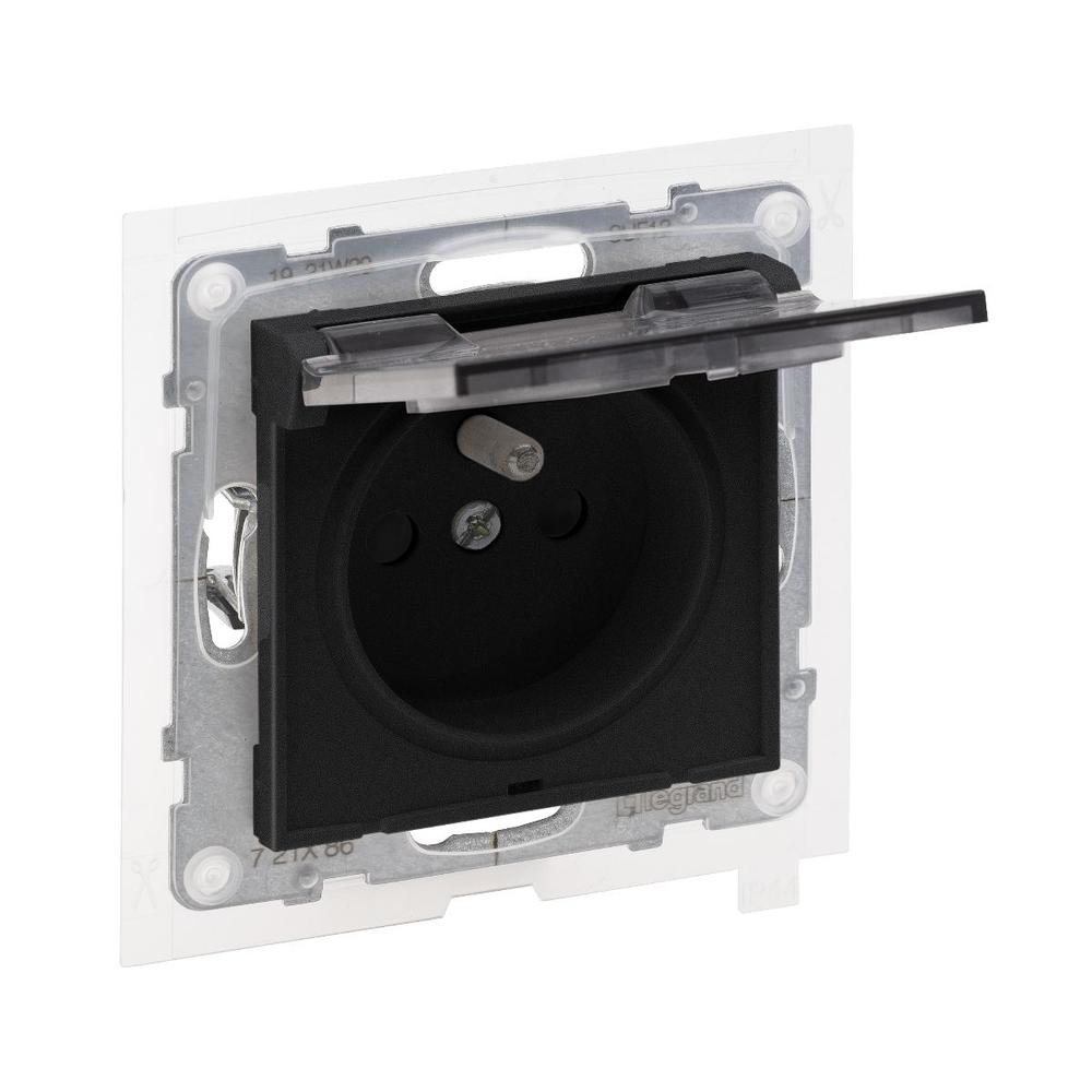 gniazdo SUNO  2P+Z IP44 - 16 A - 250 V~ - zaciski automatyczne - z przesłoną, czarny