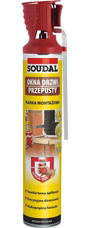 pianka montażowa GENIUS GUN Soudal 770ml z aplikatorem/wężykiem wielokrotnego użycia