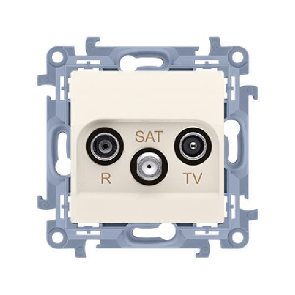 SIMON 10 gniazdo antenowe R-TV-SAT przelotowe (moduł) 1x wejście 5 MHz-2,4 GHz krem
