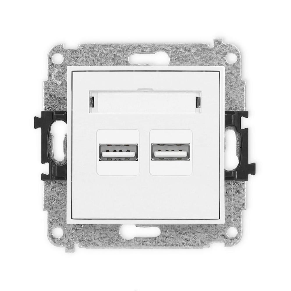 MINI Mechanizm ładowarki USB podwójnej, 5V, 3.1A biały