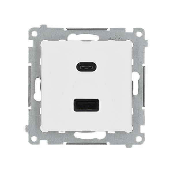 SIMON 54 ładowarka 2xUSB C+A Quick Charge 5/9/12V (moduł) 3.1 A 5V DC 230V biały