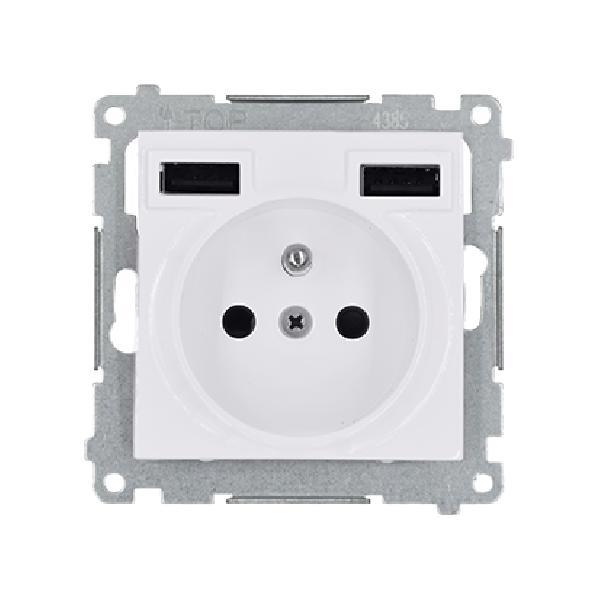 SIMON 54 gniazdo wtyczkowe z zintegrowaną ładowarką 2xUSB (moduł) 2.1 A, 5 V DC 230 V biały