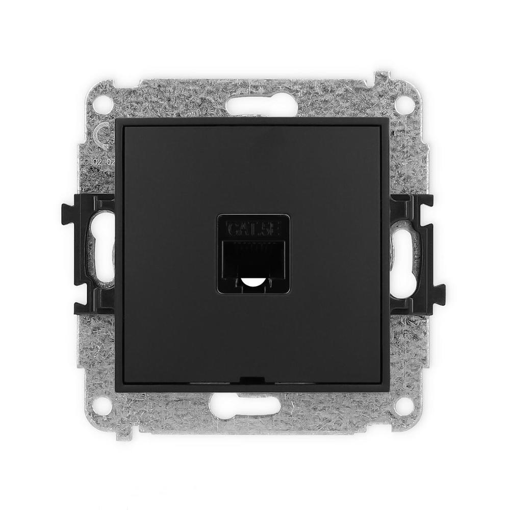 MINI mechanizm gniazda komputerowego pojedynczego 1xRJ45, kat. 5e, 8-stykowy czarny mat