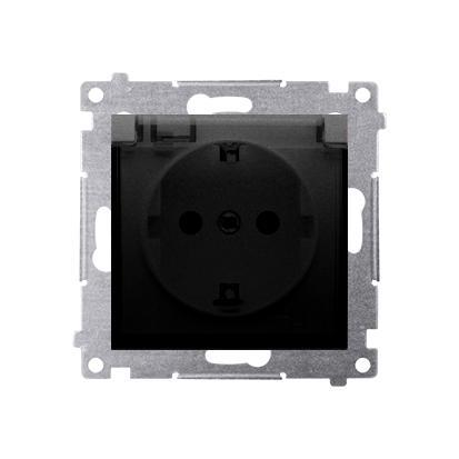 SIMON 54 gniazdo Schuko do wersji IP44 z przesłonami z uszczelką ramki (moduł) 16A, 250V~, zaciski śrubowe, klapka transparentna; czarny mat