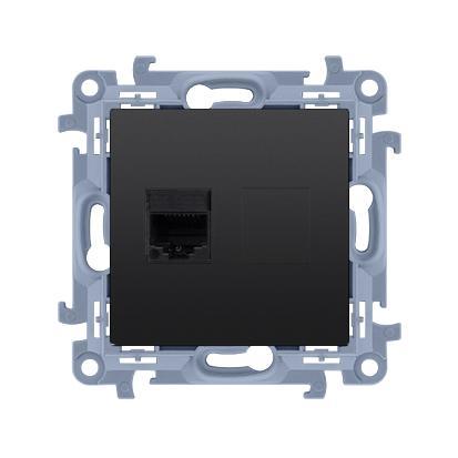 SIMON 10 gniazdo komputerowe pojedyncze RJ45 kat. 6 (moduł) czarny mat