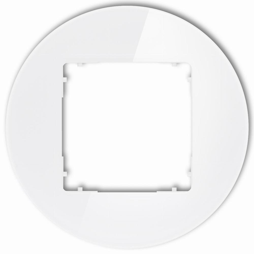 ICON Ramka uniwersalna pojedyncza okrągła - efekt szkła (ramka: biała; spód: biały) biały