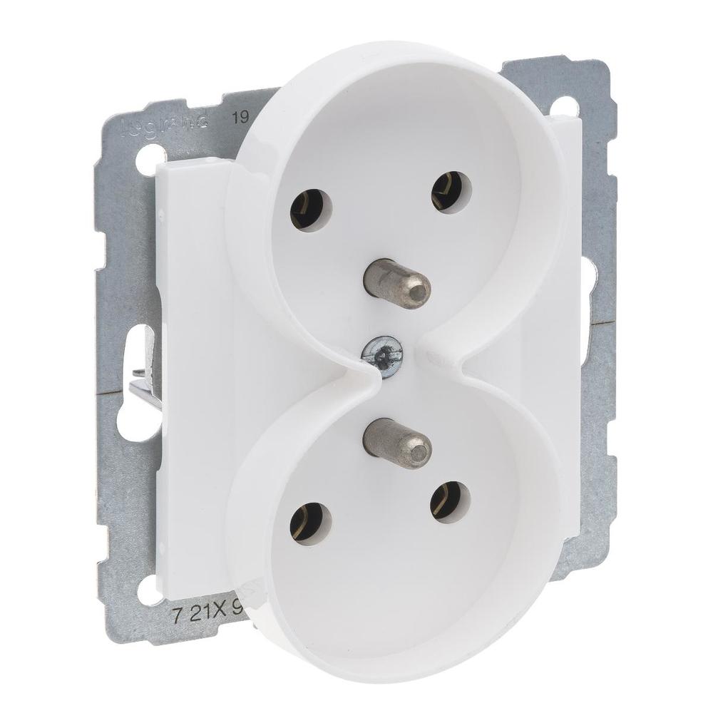 gniazdo SUNO 2X2P+Z - 16 A - 250 V~ - zaciski śrubowe - możliwość montażu w ramkach wielkorotynych, biały, Legrand