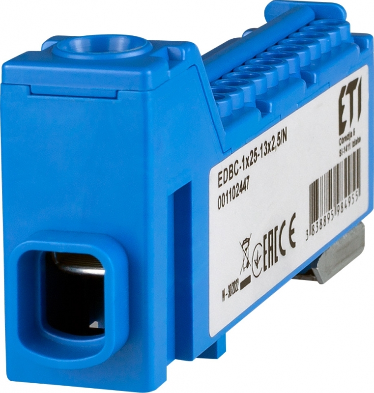 blok rozdzielczy 63A EDBC-1x25-13x2,5/N (1x25mm2-13x2,5mm2) niebieski