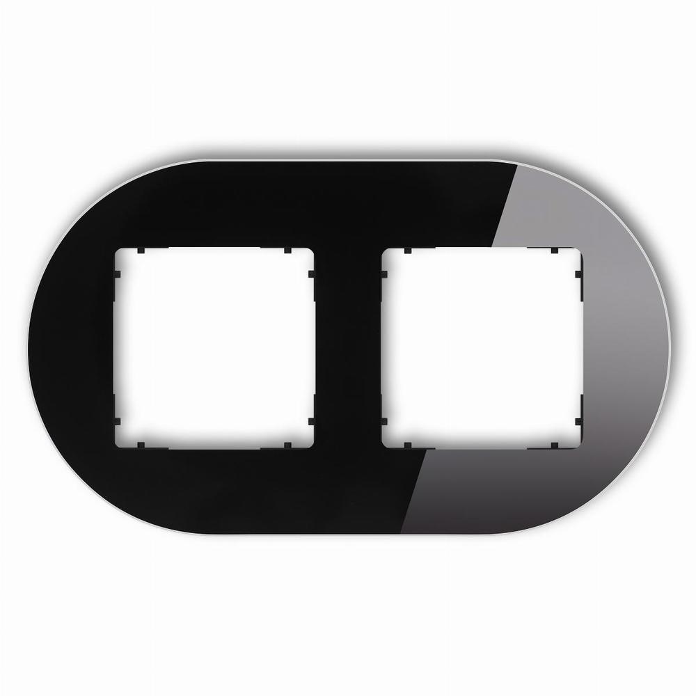 ICON ramka uniwersalna podwójna okrągła - efekt szkła (ramka: czarna; spód: czarny) czarny