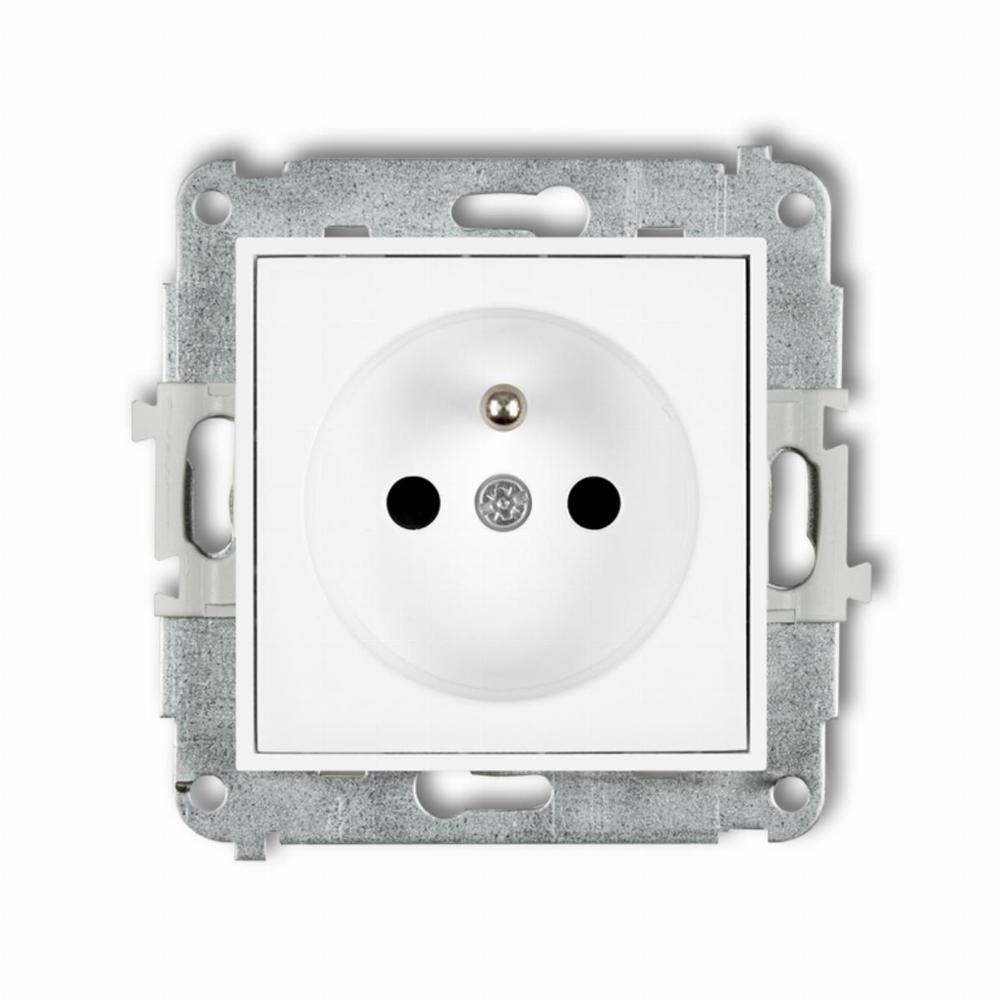 ICON mechanizm gniazda pojedynczego z uziemieniem 2P+Z (przesłony torów prądowych) biały mat
