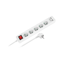 przedłużacz sieciowy Rebel 5 gniazd + 2 gniazda USB z wyłącznikiem -1,5m